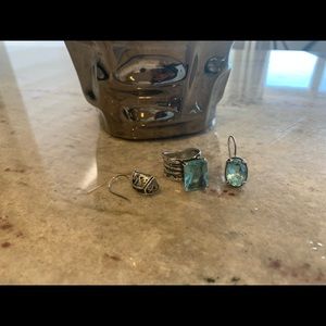 Beautiful aquamarine ring and earrings set
